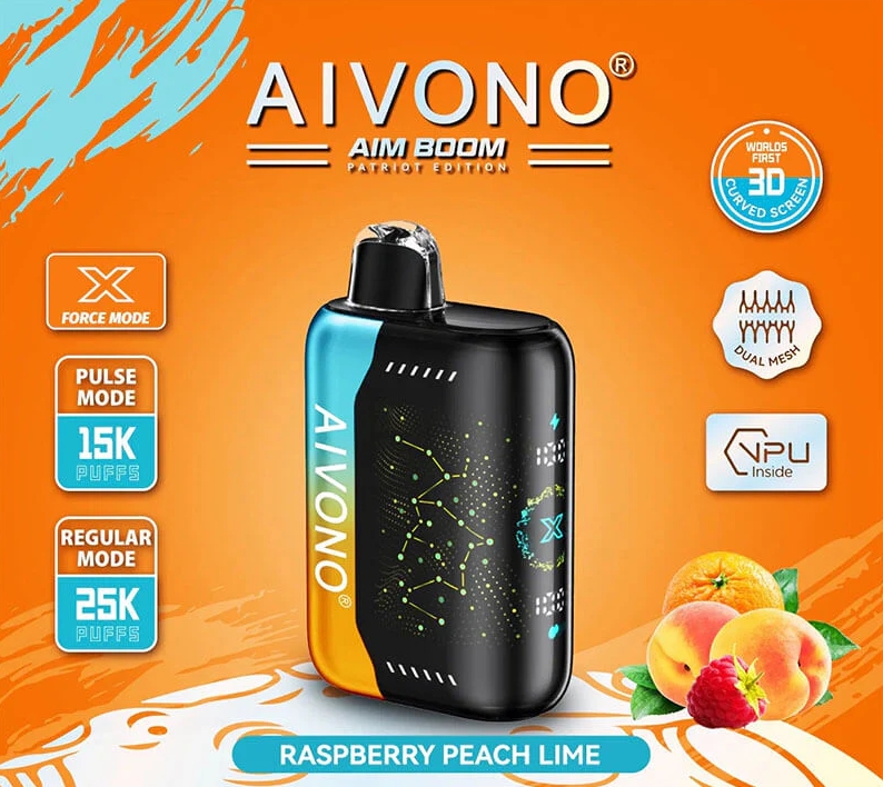Aivono AIM BOOM 25000 Puffs: Vadelma-Persikka-Limen Makuinen Ilonpilaaja, Joka Kestää Ja Kestää